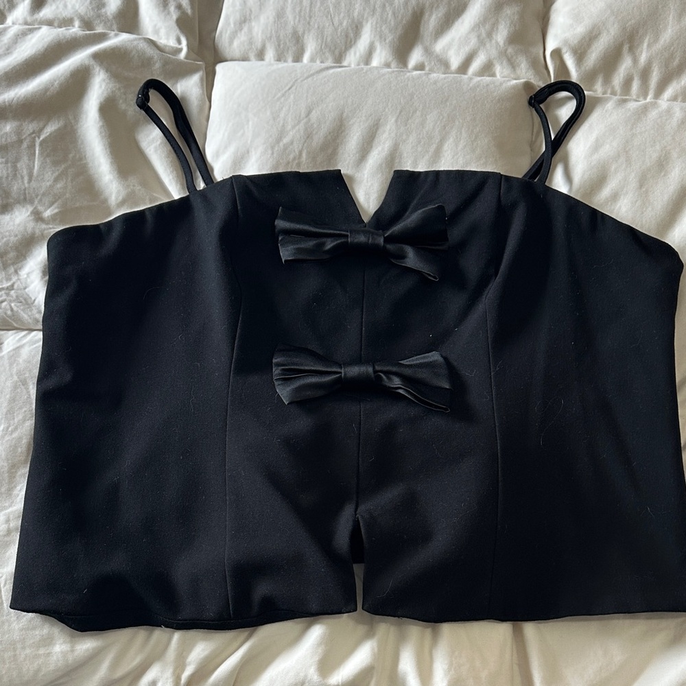 Elegant Black Bow Detail Women's Top